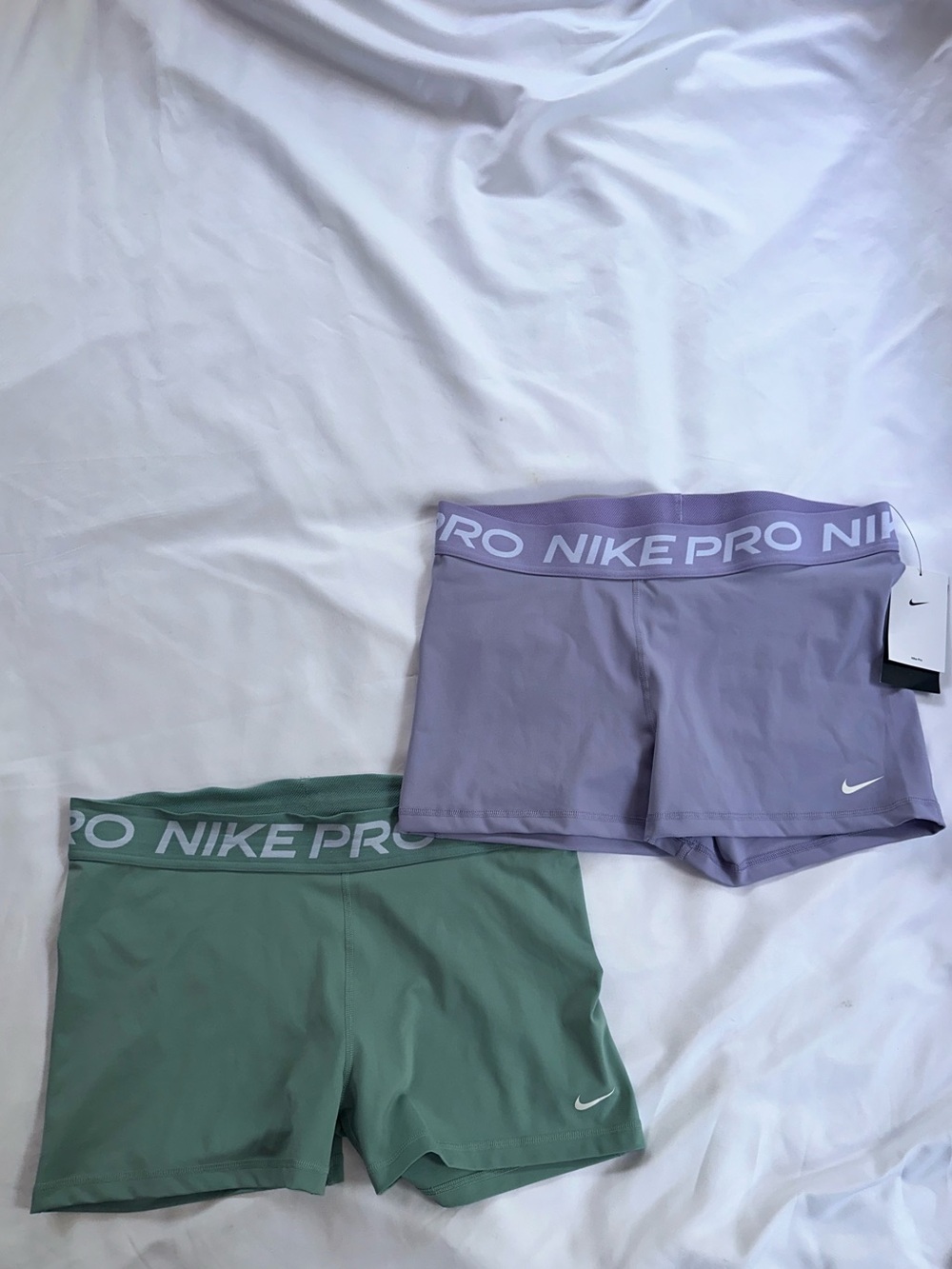 Nike Pro Green and Lavender Performance Shorts